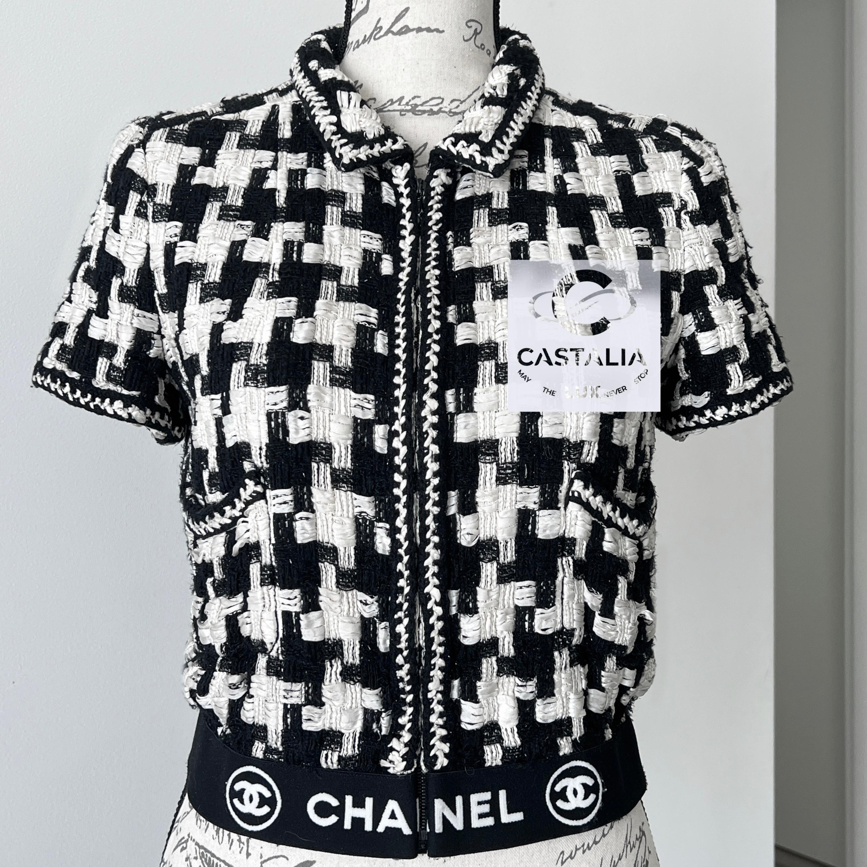 Women's or Men's Chanel Rarest CC Logo Band Ribbon Tweed Jacket
