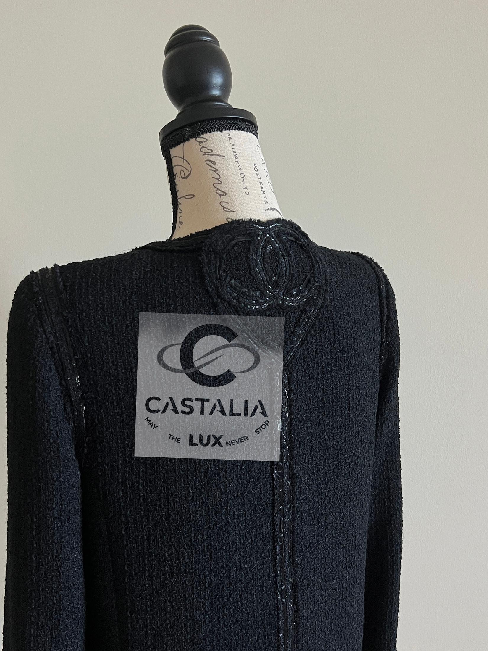 Chanel Rarest Paris / Miami CC Heart Patches Black Tweed Jacket 36 FR For Sale 6