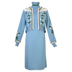 CHANEL Rarest Paris / Salzburg Blue Edelweiss Dress 40 FR