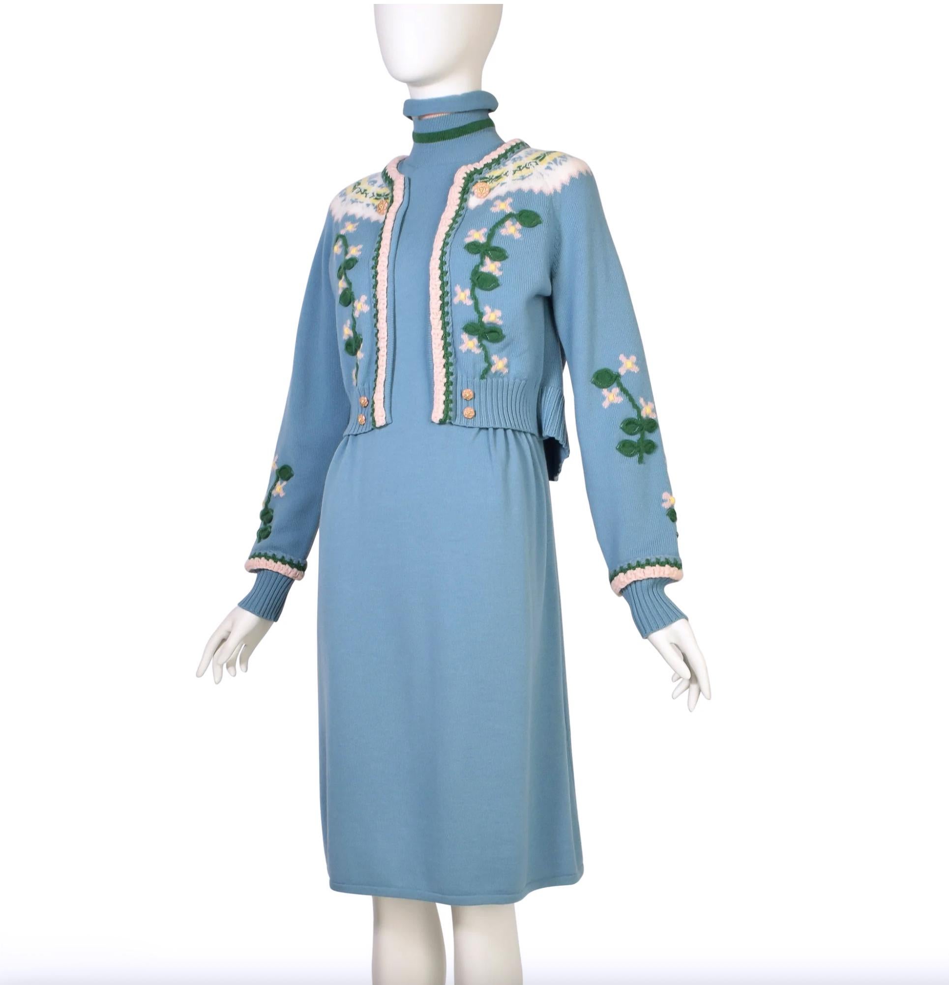 CHANEL Rarest Paris / Salzburg Blaues Edelweißkleid 3