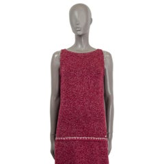 CHANEL raspberry cashmere 2016 16K DROP WAIST KNIT Dress 36 XS