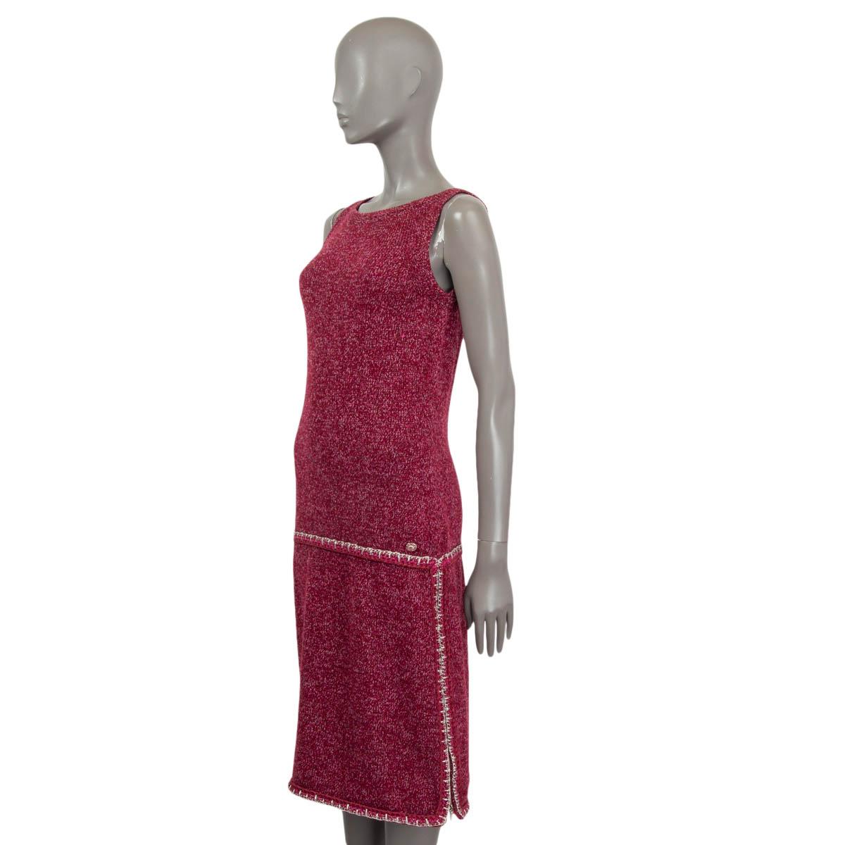 Brown CHANEL raspberry cashmere 2016 16K DROP WAIST KNIT Dress 36 XS For Sale