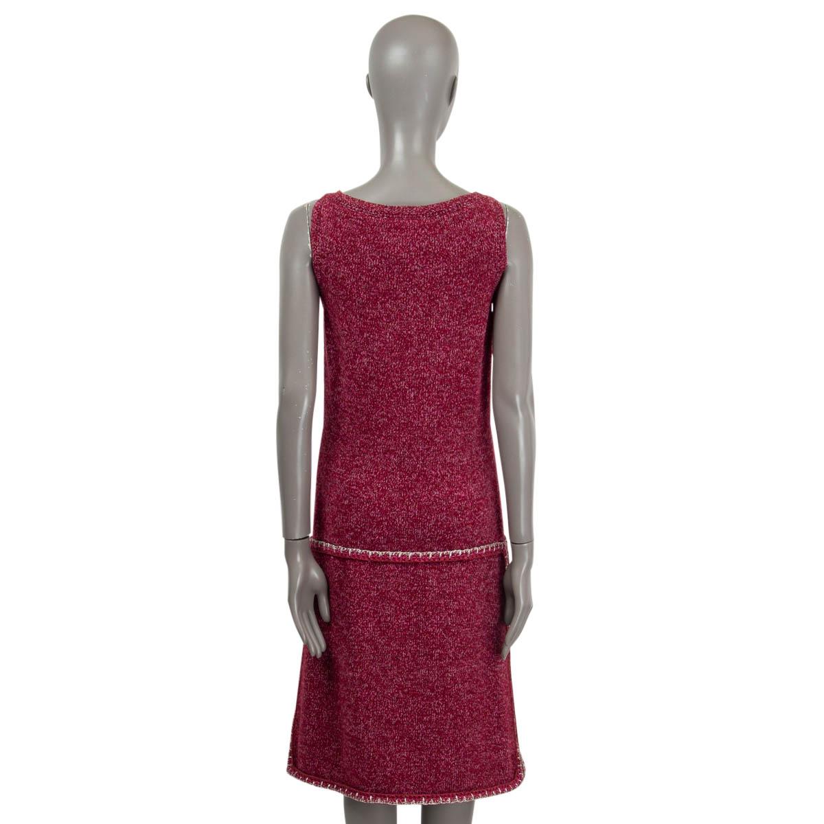 Women's CHANEL raspberry cashmere 2016 16K DROP WAIST KNIT Dress 36 XS For Sale