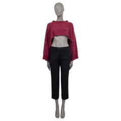 CHANEL raspberry cashmere 2016 16K OPEN SLEEVE CROPPED CAPE Sweater 38 S