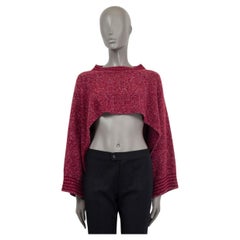 CHANEL raspberry cashmere 2016 16K OPEN SLEEVE CROPPED CAPE Sweater 38 S