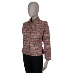 CHANEL raspberry cotton 21A CHATEAU DES DAMES TWEED Jacket 36 XS