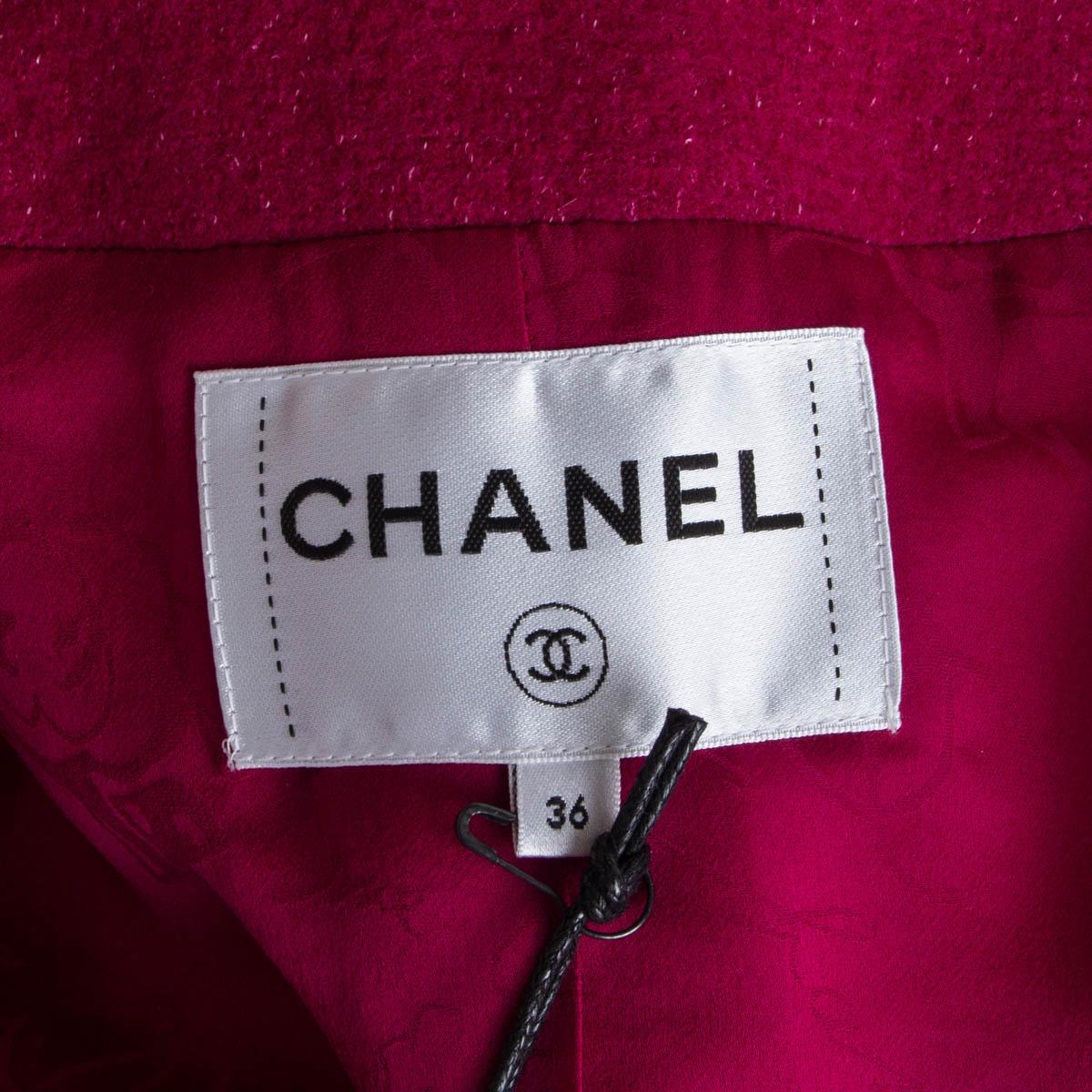 Women's CHANEL raspberry pink wool 2018 CROPPE RAGLAN Jacket 36 XXS For Sale