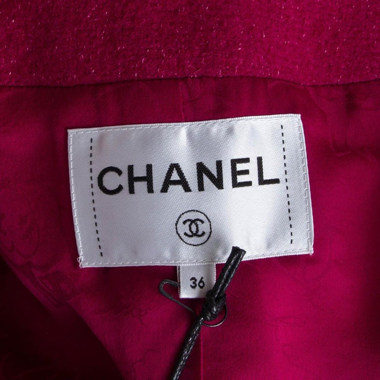 CHANEL raspberry pink wool 2018 CROPPE RAGLAN Jacket 36 XXS For Sale 3
