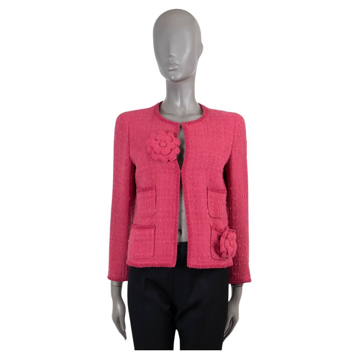 CHANEL raspberry wool 2009 09A CAMILLA FOUR POCKET TWEED Jacket 40 M For Sale