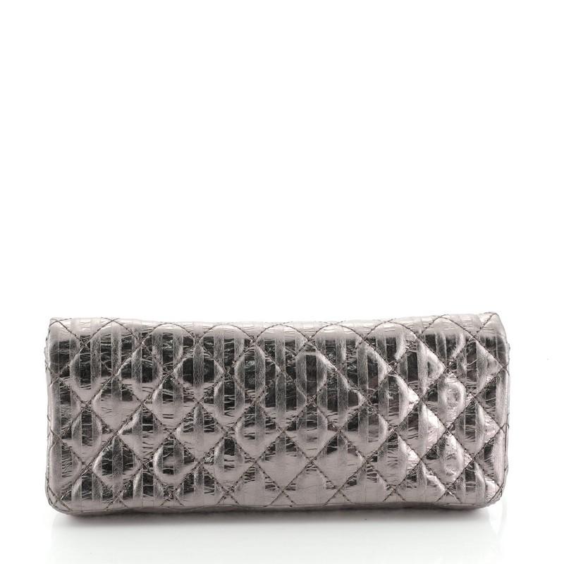 Gray Chanel Rayures East West Reissue Clutch Quilted Calfskin Small