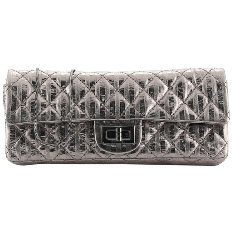 Chanel Rayures East West Reissue Clutch Quilted Calfskin Small