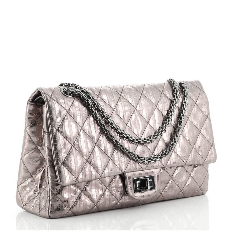 Gray Chanel Rayures Reissue 2.55 Flap Bag Quilted Calfskin 227