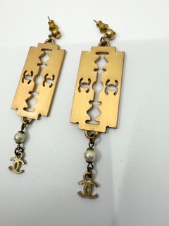 Chanel Razor Blade CC Earrings 2001 Rare