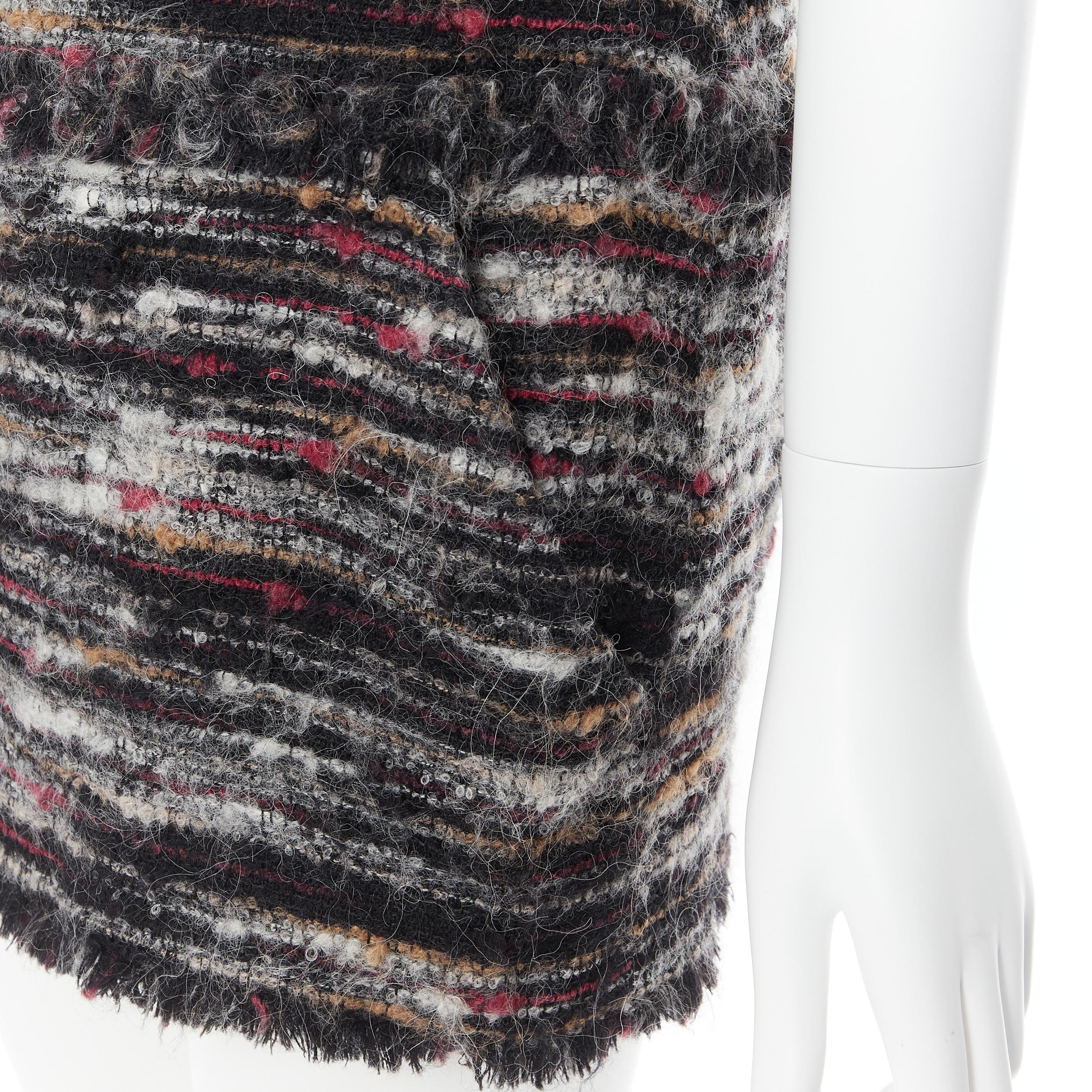 CHANEL Recent black red wool boucle CC enamel button front sleeveless dress Fr36 2