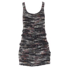 CHANEL Recent black red wool boucle CC enamel button front sleeveless dress Fr36