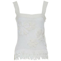 CHANEL 15C White Linen Floral Cotton Lace Waist Front Zip Straight Leg –  Encore Resale.com