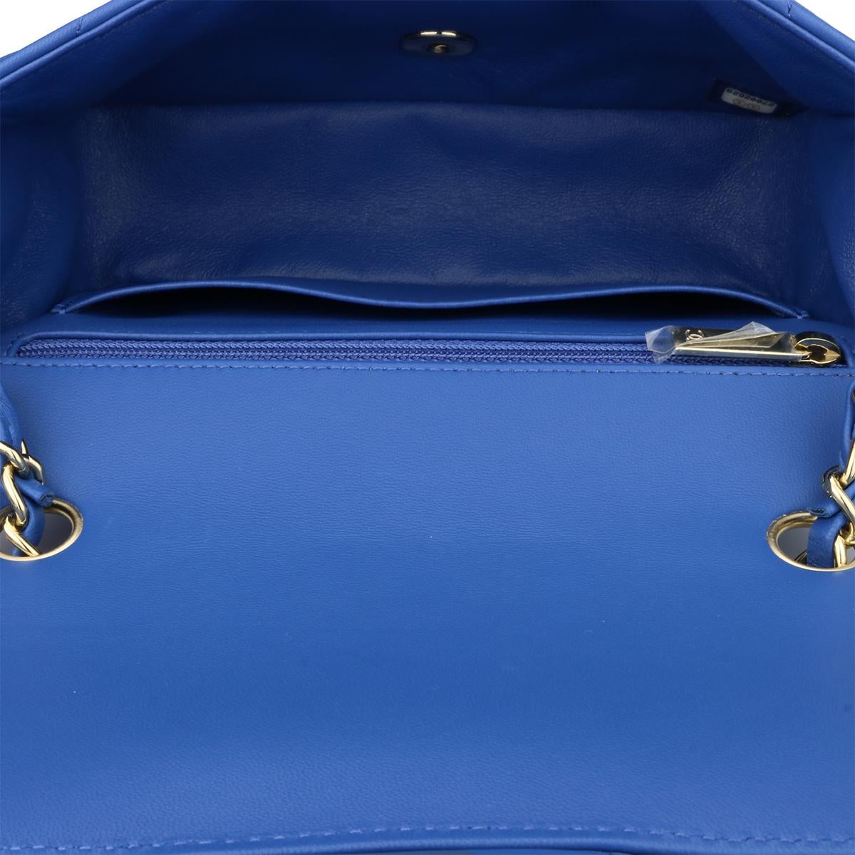 CHANEL Rectangular Mini Bag Blue Chevron Lambskin with Light Gold Hardware 2019 7