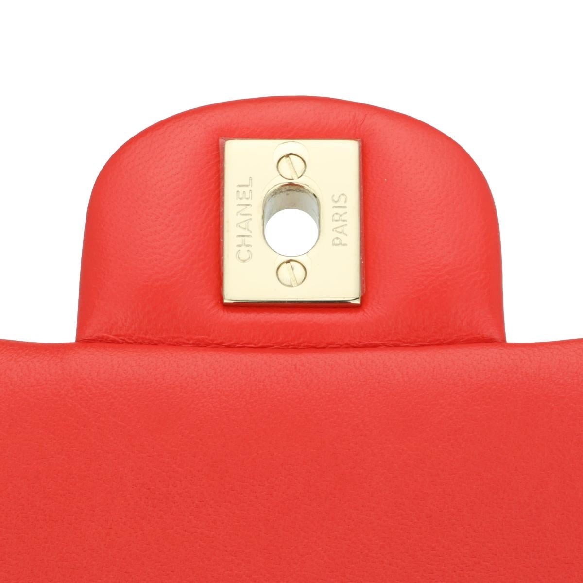 CHANEL Rectangular Mini Bag Red Lambskin with Light Gold Hardware 2017 9