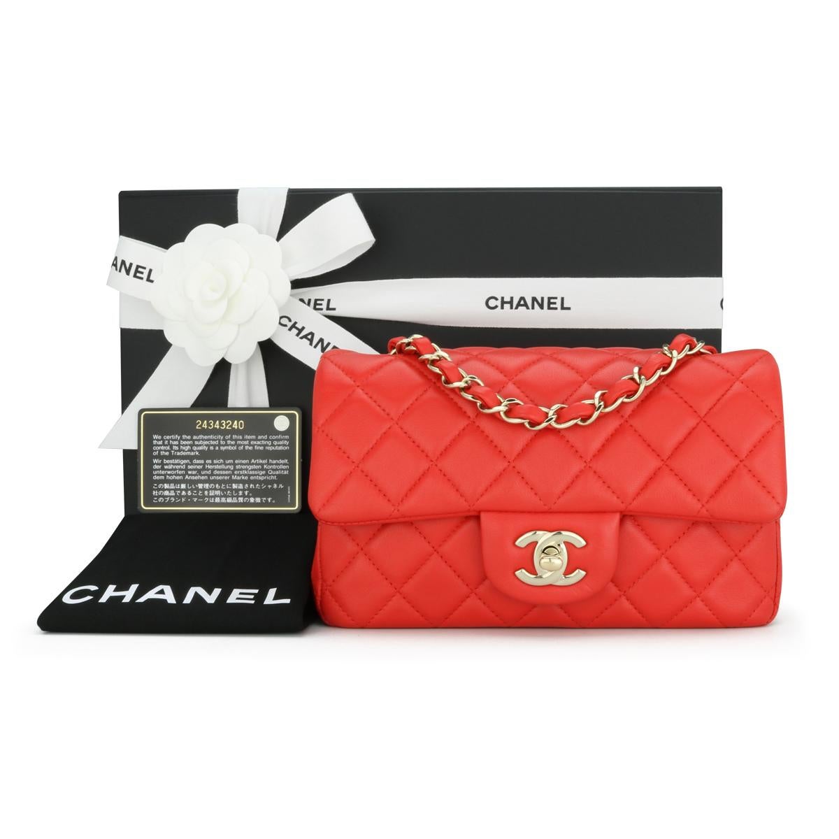 CHANEL Rectangular Mini Bag Red Lambskin with Light Gold Hardware 2017 13