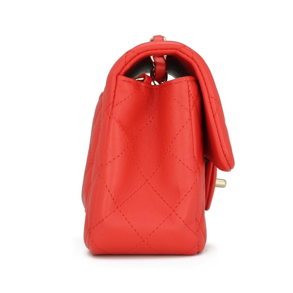 CHANEL Rectangular Mini Bag Red Lambskin with Light Gold Hardware 2017 1