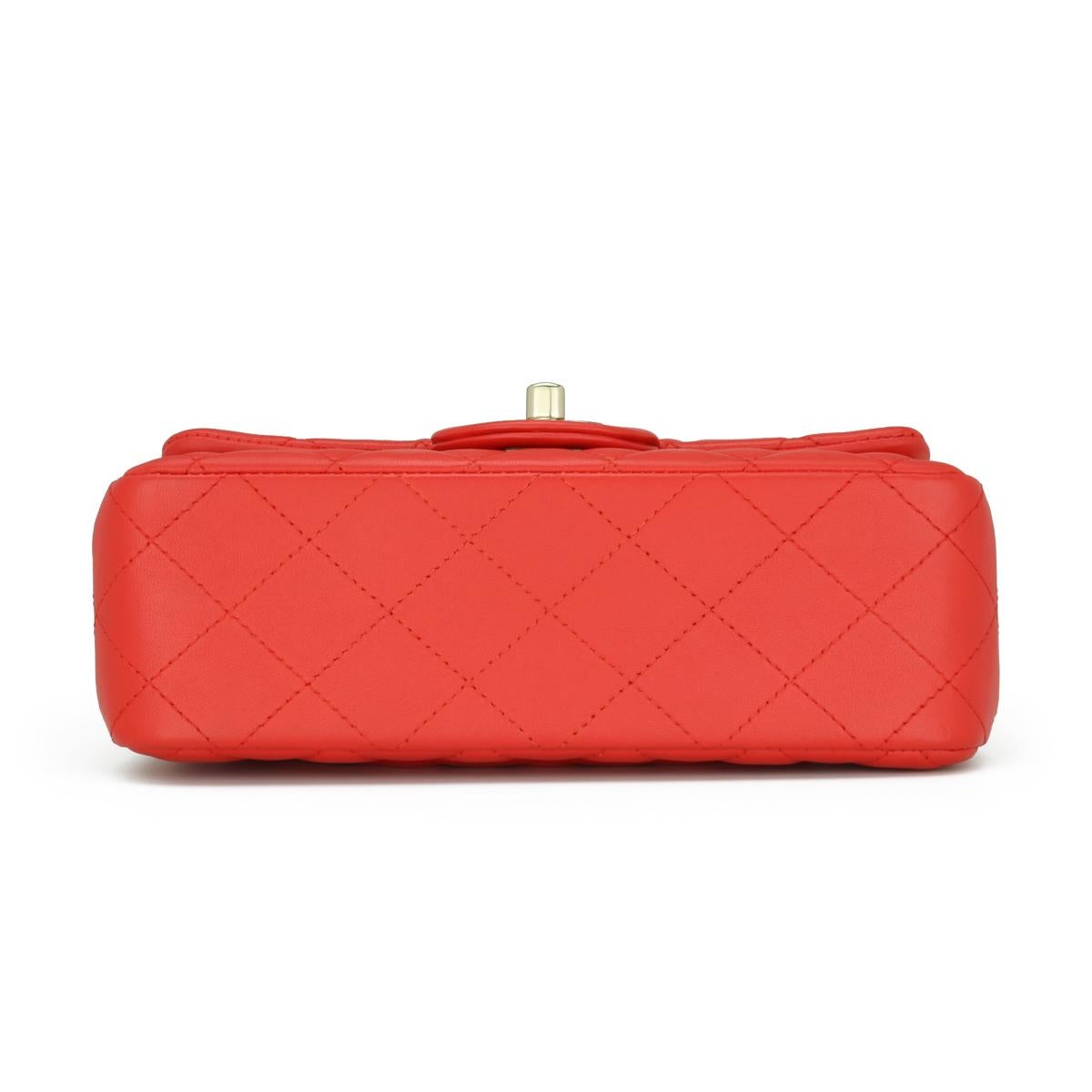 CHANEL Rectangular Mini Bag Red Lambskin with Light Gold Hardware 2017 2