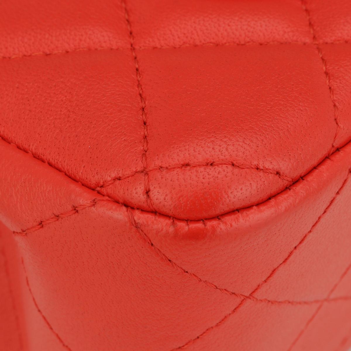 CHANEL Rectangular Mini Bag Red Lambskin with Light Gold Hardware 2017 5