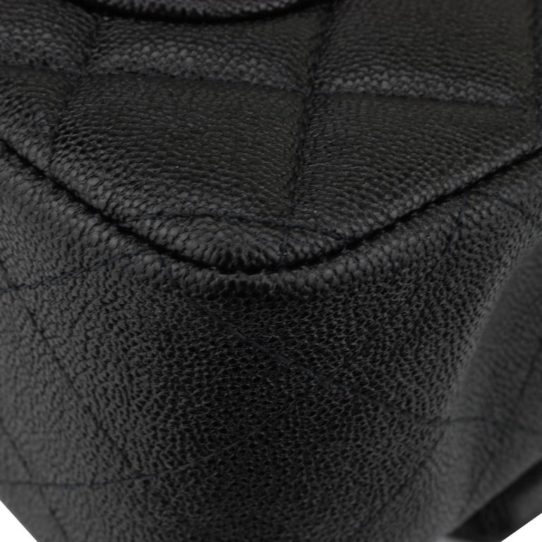 CHANEL Rectangular Mini Top Handle Bag Black Caviar Brushed Gold ...