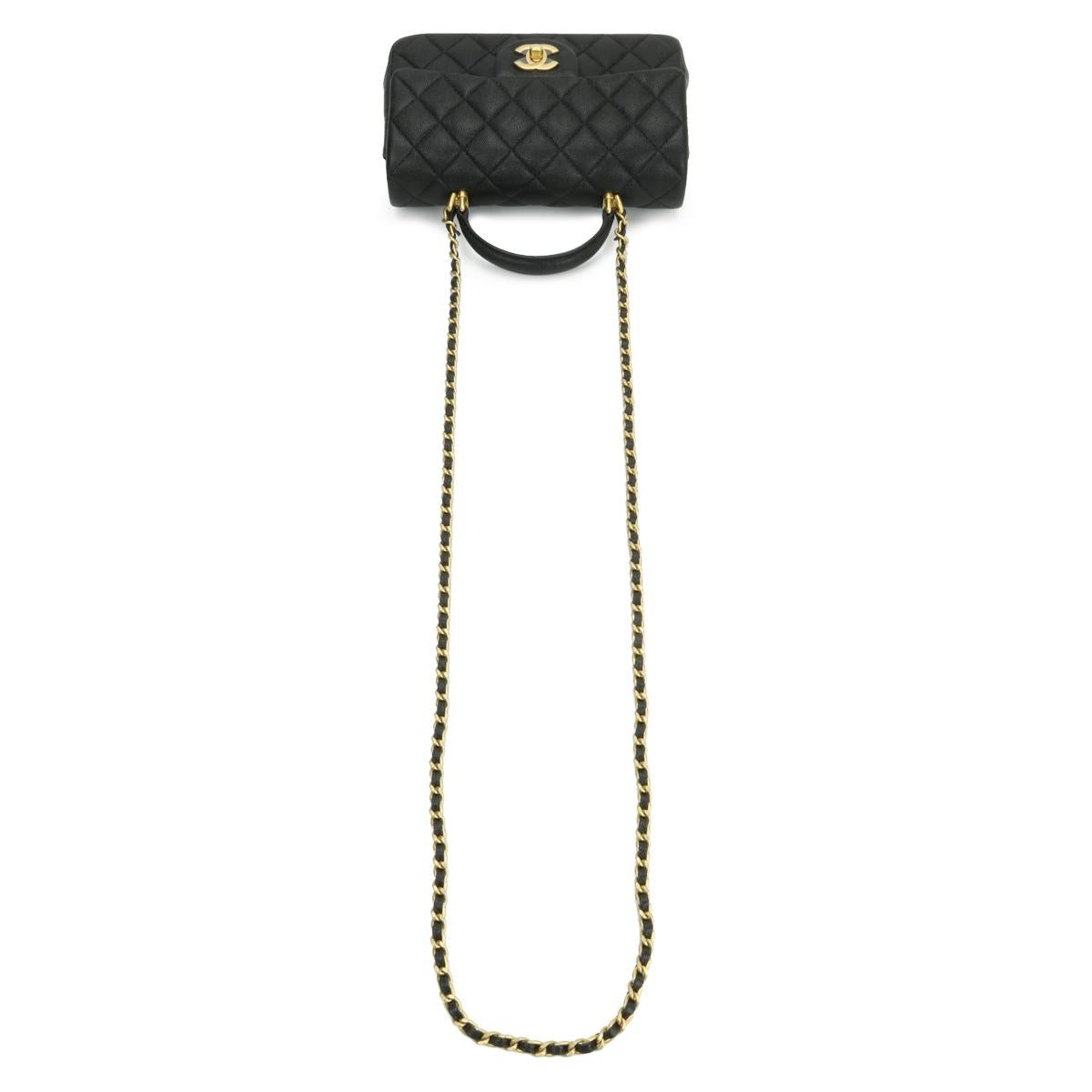 CHANEL Rectangular Mini Top Handle Bag Black Caviar Brushed Gold Hardware 2021 5