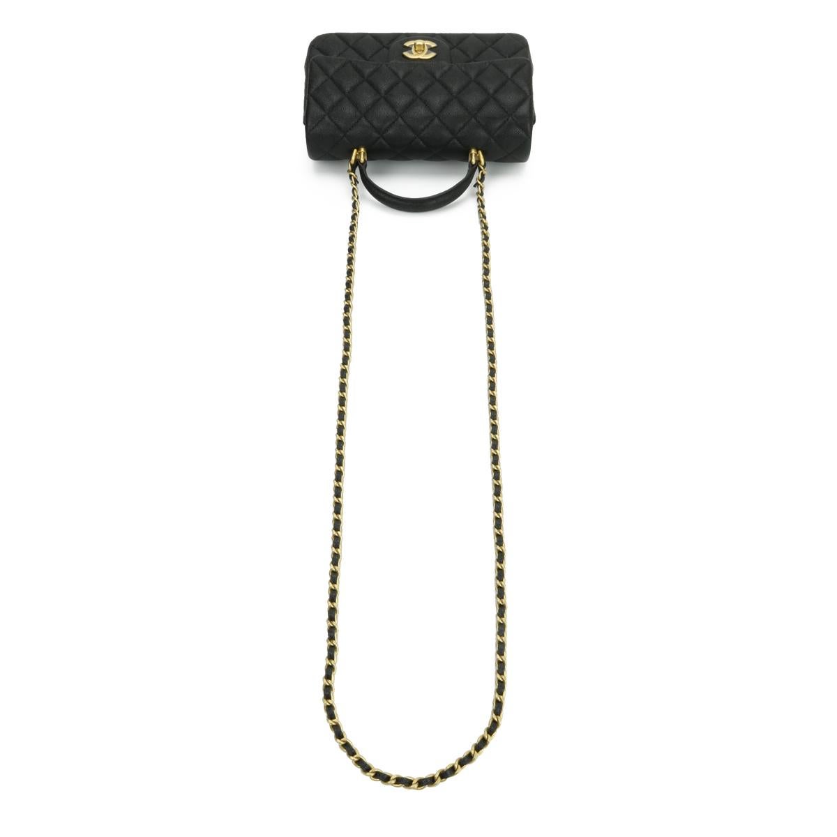 CHANEL Rectangular Mini Top Handle Bag Black Caviar Brushed Gold Hardware 2021 8