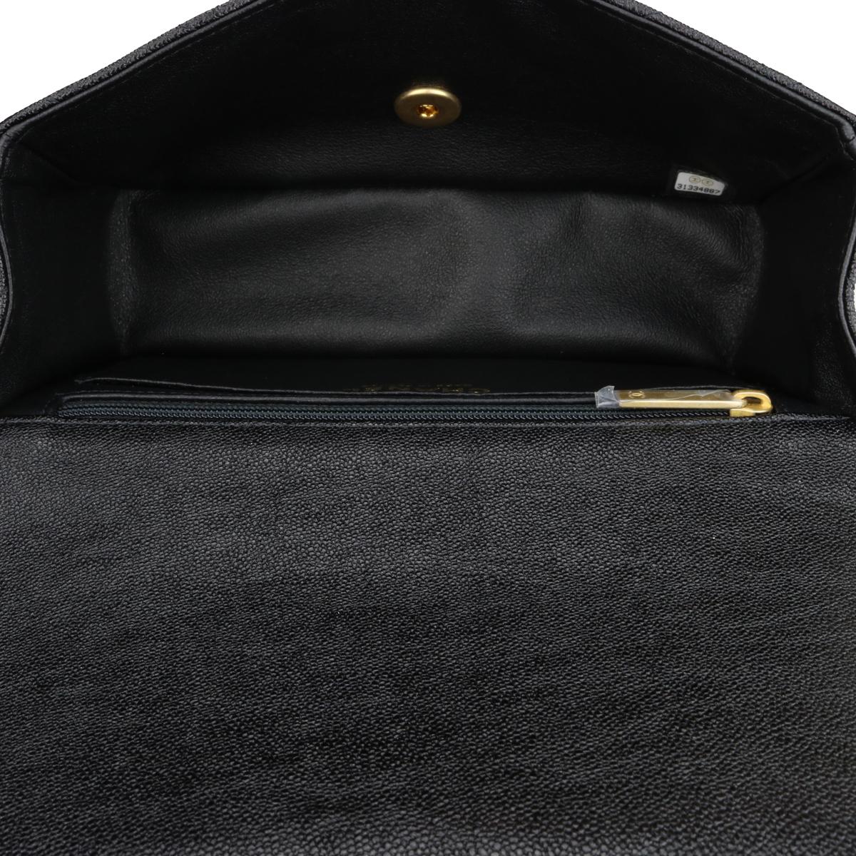 CHANEL Rectangular Mini Top Handle Bag Black Caviar Brushed Gold Hardware 2021 9