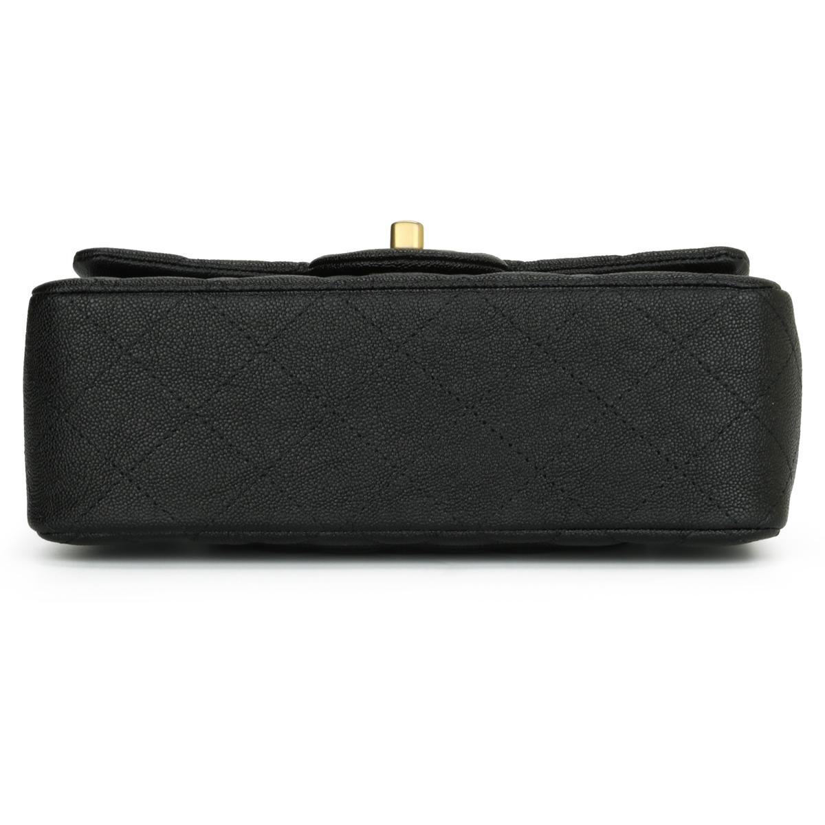 CHANEL Rectangular Mini Top Handle Bag Black Caviar Brushed Gold Hardware 2021 2