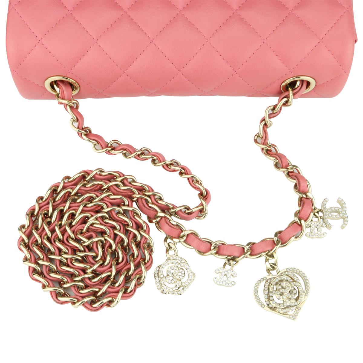 CHANEL Rectangular Mini Valentine Bag Pink Lambskin with Light Gold Hardware 14P 7