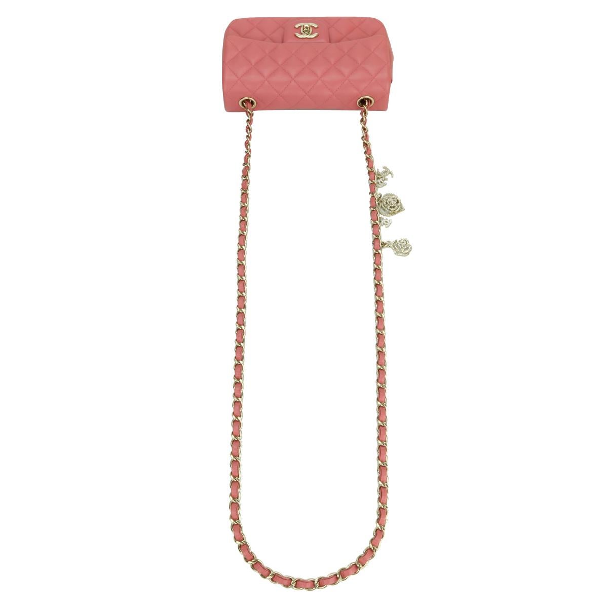CHANEL Rectangular Mini Valentine Bag Pink Lambskin with Light Gold Hardware 14P 8