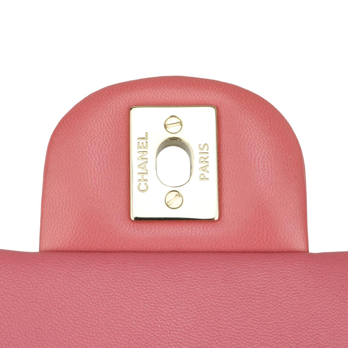 CHANEL Rectangular Mini Valentine Bag Pink Lambskin with Light Gold Hardware 14P 10