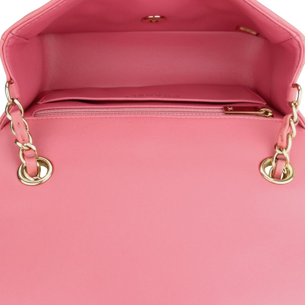 CHANEL Rectangular Mini Valentine Bag Pink Lambskin with Light Gold Hardware 14P 11