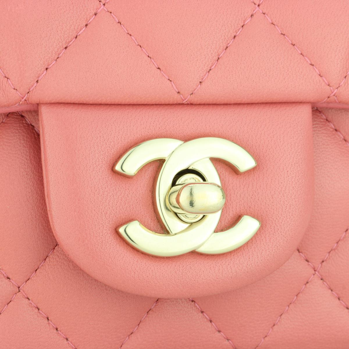CHANEL Rectangular Mini Valentine Bag Pink Lambskin with Light Gold Hardware 14P In Good Condition In Huddersfield, GB