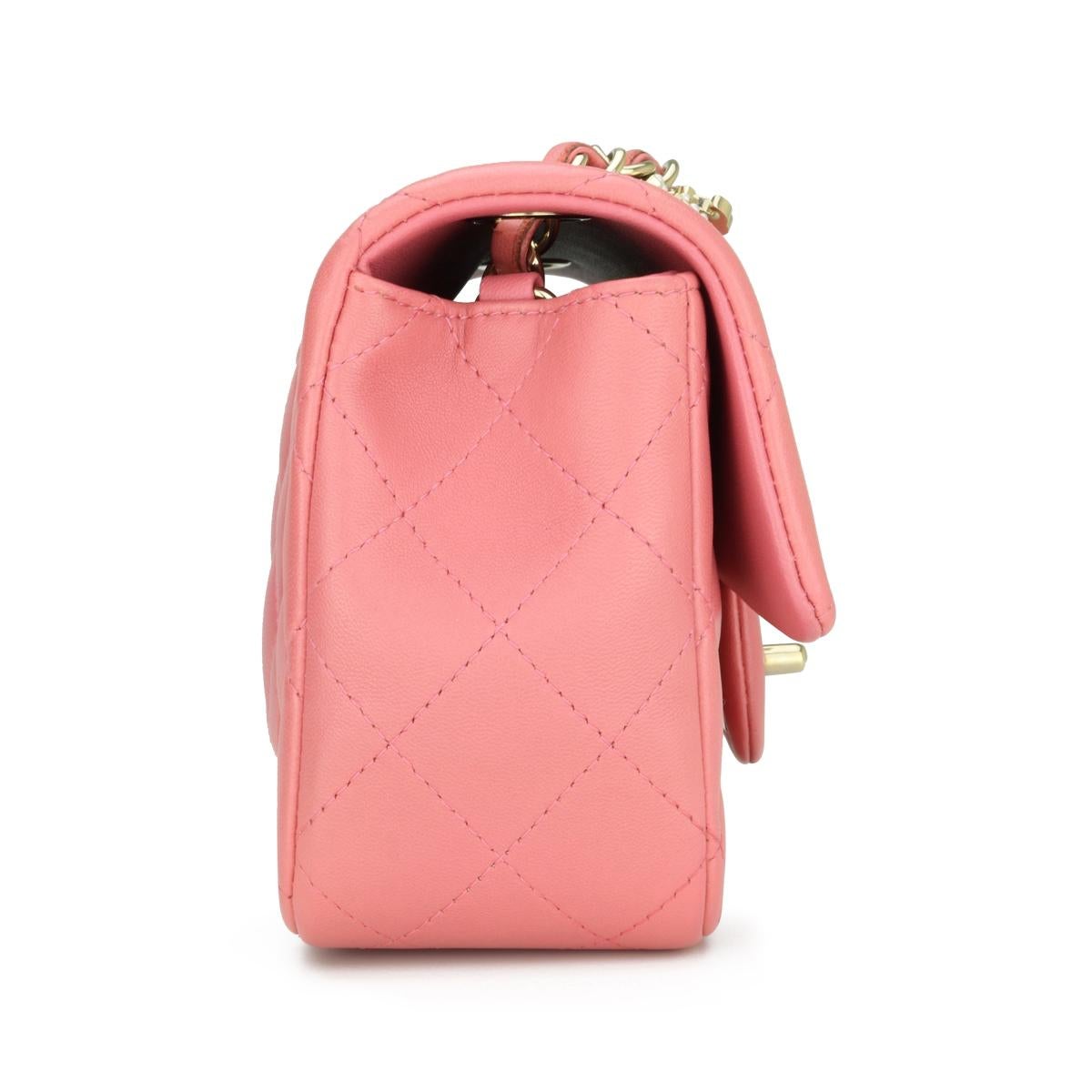 CHANEL Rectangular Mini Valentine Bag Pink Lambskin with Light Gold Hardware 14P 1