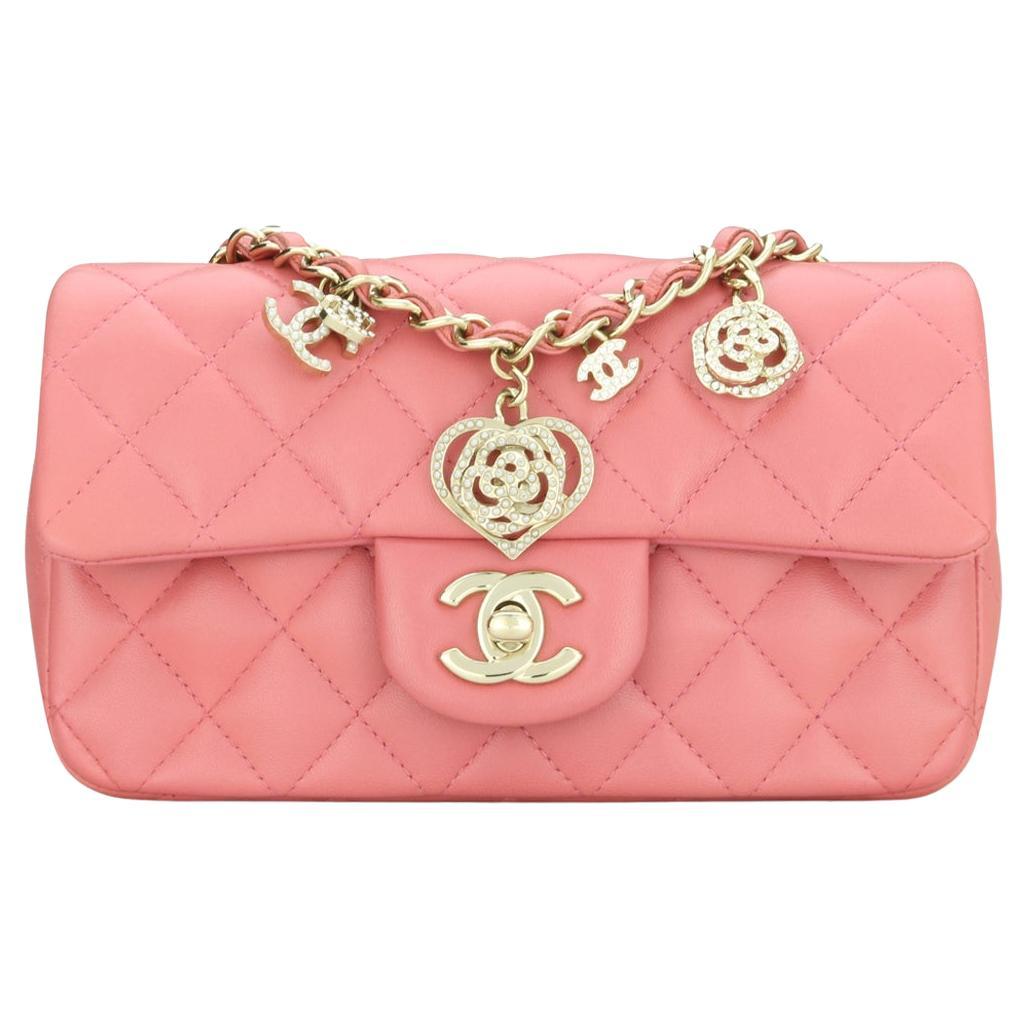 CHANEL Rectangular Mini Valentine Bag Pink Lambskin with Light