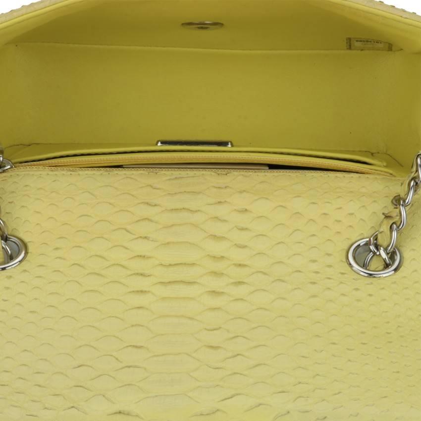 CHANEL Rectangular Mini Yellow Python Bag For Sale 2