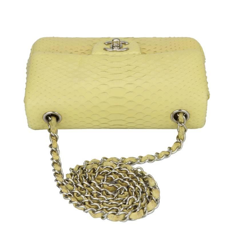 CHANEL Rectangular Mini Yellow Python Bag For Sale 3