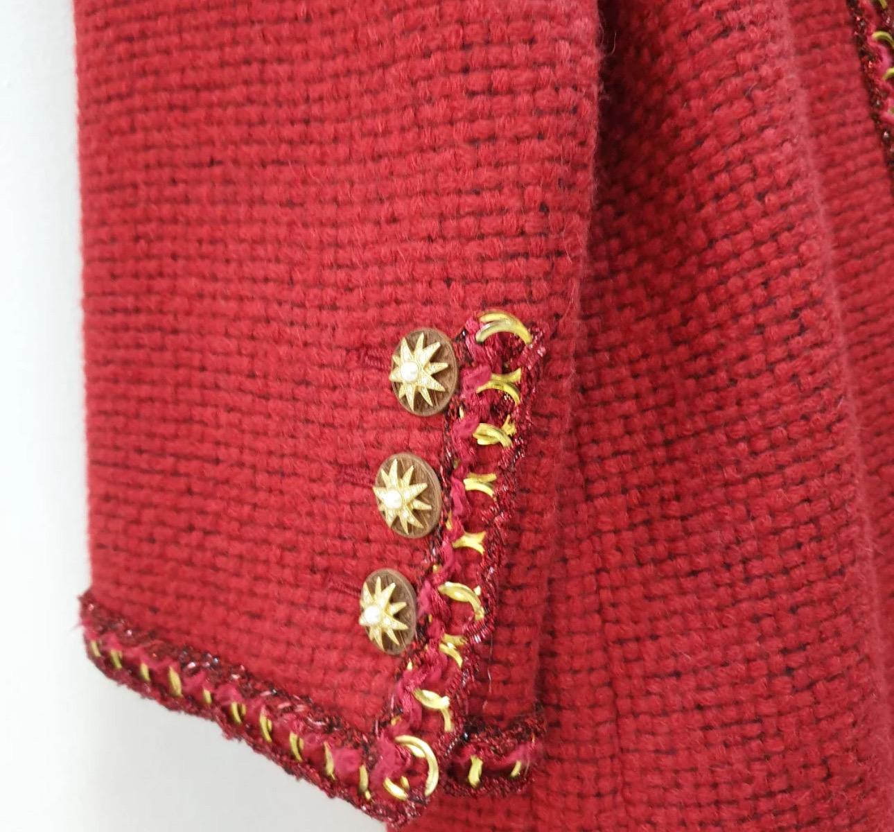 CHANEL RED 2015 SALZBURG CHAIN TRIM Mantel  Sz.46 im Angebot 5