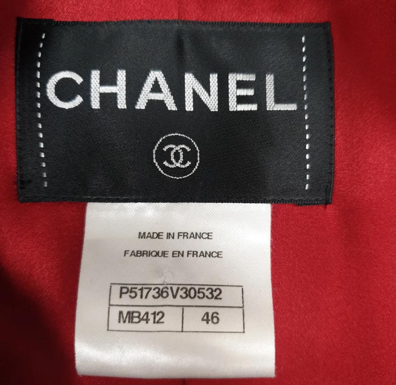 CHANEL RED 2015 SALZBURG CHAIN TRIM Mantel  Sz.46 im Angebot 2