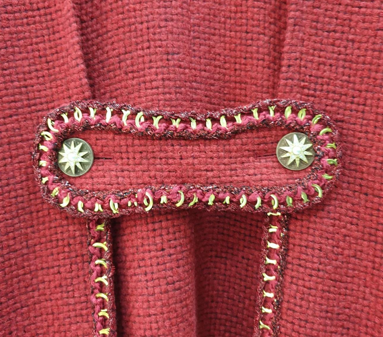 CHANEL RED 2015 SALZBURG CHAIN TRIM Mantel  Sz.46 im Angebot 4