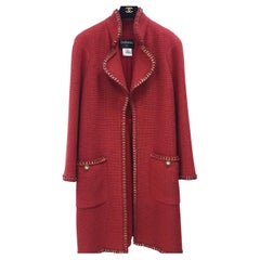 CHANEL RED 2015 SALZBURG CHAIN TRIM Coat  Sz.46