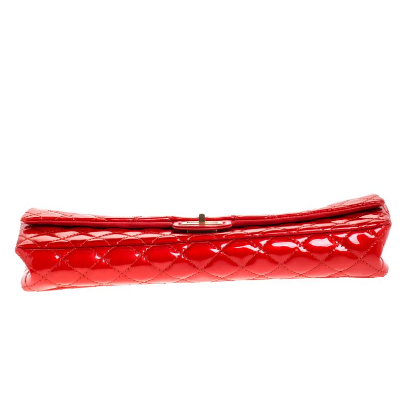 Chanel Red 2.55 Reissue Quilted Patent Leather East/West Clutch Bag 6