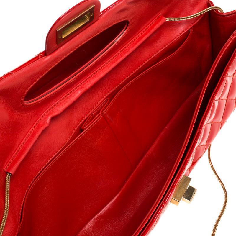 Chanel Red 2.55 Reissue Quilted Patent Leather East/West Clutch Bag 3