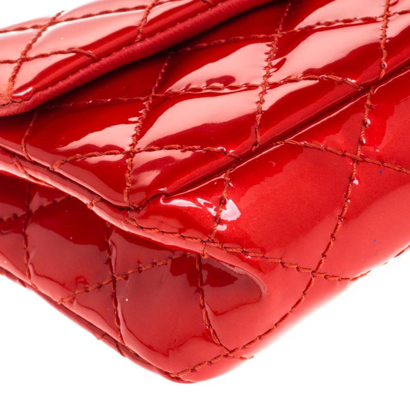 Chanel Red 2.55 Reissue Quilted Patent Leather East/West Clutch Bag 5