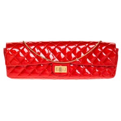 Chanel Red 2.55 Reissue Quilted Patent Leather East/West Clutch Bag