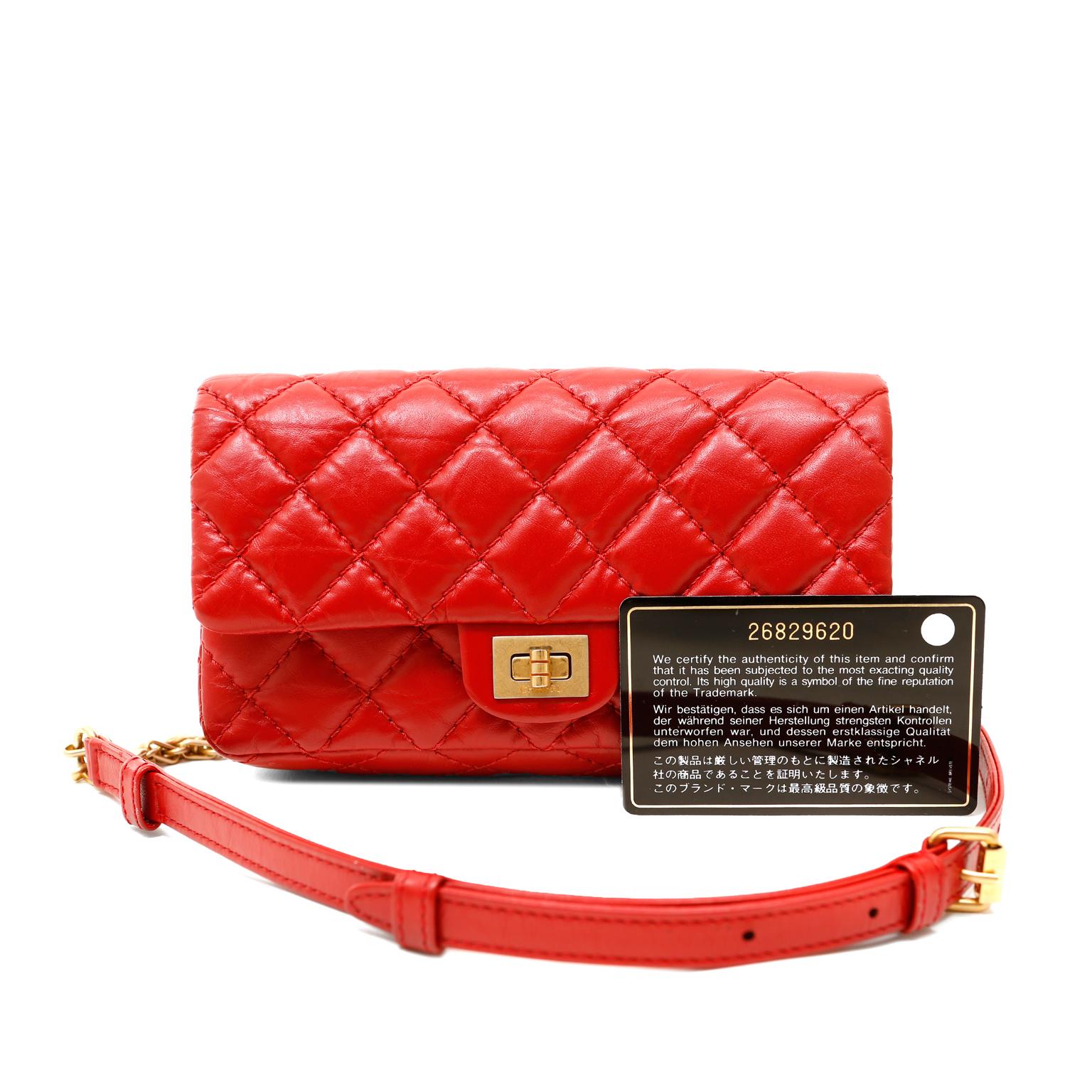 Chanel Red Aged Calfskin 2.55 Reissue Waist Bag 2