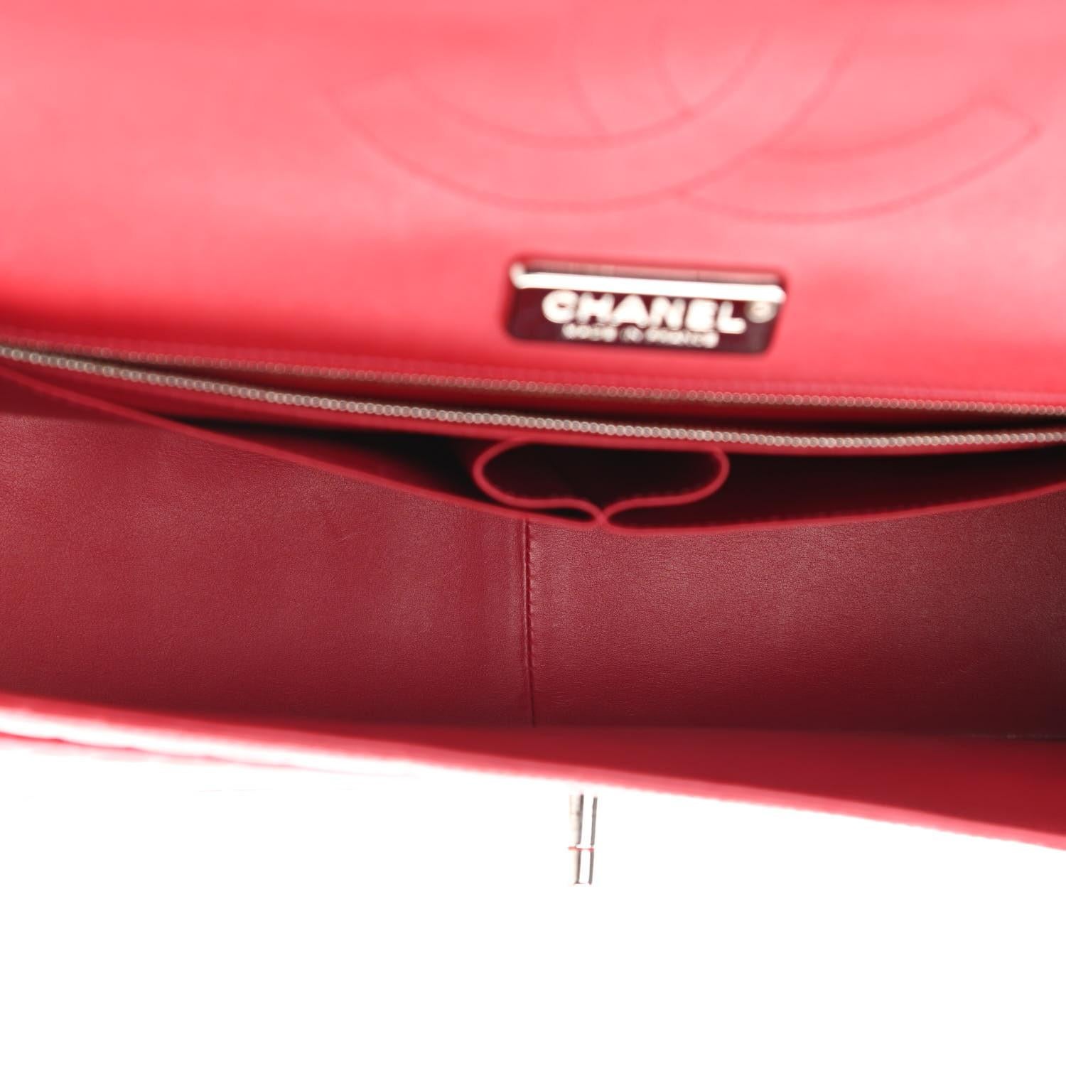 CHANEL Red Alligator Exotic Leather Silver Hardware Jumbo Shoulder Flap Bag 1